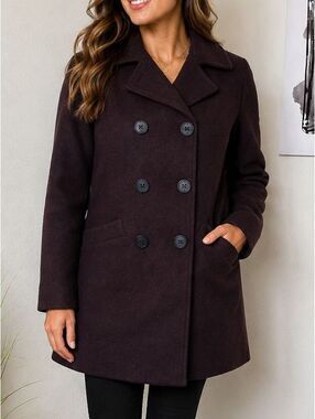 Ann Taylor LOFT Petite Wool Blend Double-Breasted Pea Coat SP